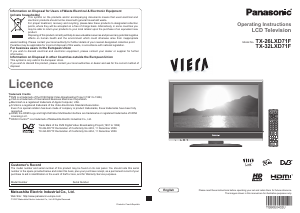Bruksanvisning Panasonic TX-32LXD71F Viera LCD TV
