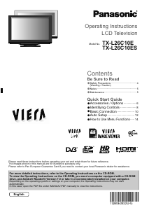 Bruksanvisning Panasonic TX-L26C10E Viera LCD TV