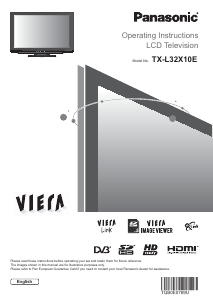 Bruksanvisning Panasonic TX-L32X10E Viera LCD TV