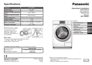 Bruksanvisning Panasonic NA-149XR1 Tvättmaskin