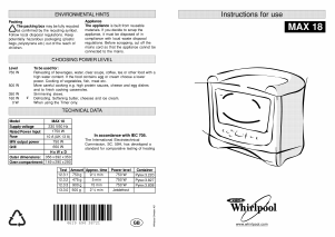 Bruksanvisning Whirlpool MAX 18/AW Mikrovågsugn