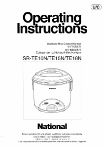 사용 설명서 파나소닉 SR-TE10N 전기밥솥