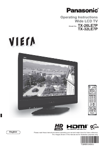 Bruksanvisning Panasonic TX-32LE7P Viera LCD TV