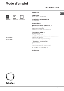 Mode d’emploi Scholtès RS 2331 V L Réfrigérateur