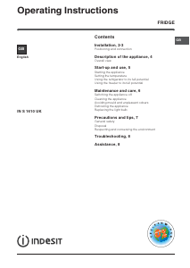 Bruksanvisning Indesit IN S 1610 UK Kylskåp