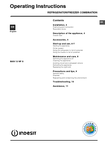 Handleiding Indesit BAN 12 NF S (UK) (0) Koel-vries combinatie