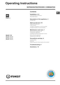 Handleiding Indesit BAAN 134 S (UK) Koel-vries combinatie