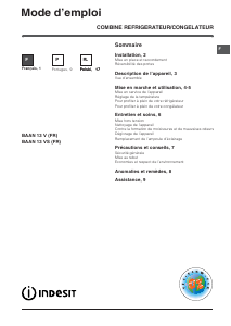 Manual Indesit BAAN 13 V (FR) Frigorífico combinado