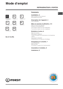 Handleiding Indesit RA 27 IX (FR) (0) Koel-vries combinatie