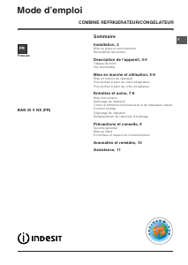 Mode d’emploi Indesit BAN 35 V NX (FR) Réfrigérateur combiné