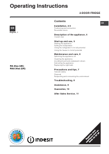 Handleiding Indesit RAA 24 S (UK) Koel-vries combinatie