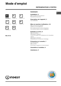 Käyttöohje Indesit RA 27 IX (FR) Jääkaappipakastin
