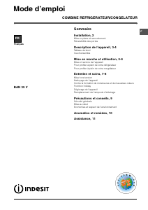 Mode d’emploi Indesit BAN 35 V (FR) Réfrigérateur combiné