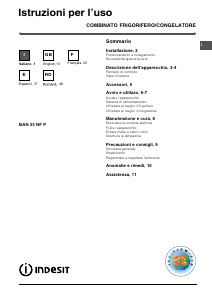 Manuale Indesit BAN 33 NF P (0) Frigorifero-congelatore