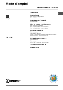 Mode d’emploi Indesit TAN 5 FNF (FR) Réfrigérateur combiné