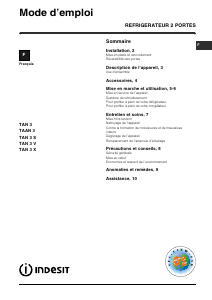 Mode d’emploi Indesit TAN 3 S (FR) Réfrigérateur combiné