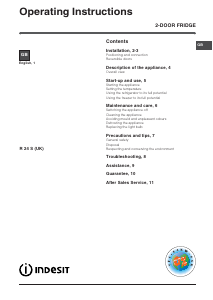 Handleiding Indesit RA 24 S (UK) Koel-vries combinatie