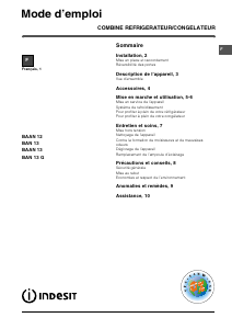 Mode d’emploi Indesit BAAN 12 (FR) (0) Réfrigérateur combiné