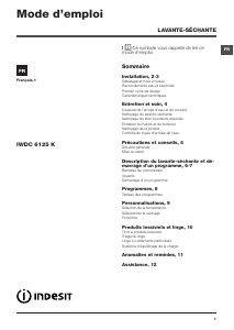 Mode d’emploi Indesit IWDC 6125 K FR Lave-linge séchant