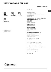 Handleiding Indesit IWDC 7105 (EU) Was-droog combinatie