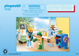 Mode d’emploi Playmobil set 70192 Rescue Chambre d'hôpital pour enfant