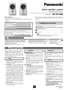 Handleiding Panasonic RP-SP1000 Luidspreker