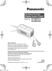 Bruksanvisning Panasonic SV-MP020 Mp3 spelare