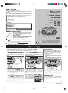 Bruksanvisning Panasonic RX-D15 Stereoanläggning