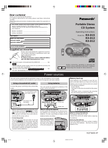 Bruksanvisning Panasonic RX-D13P Stereoanläggning