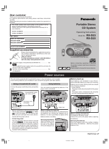 Bruksanvisning Panasonic RX-D20P Stereoanläggning