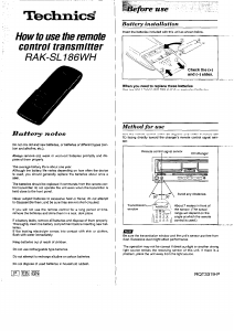 Handleiding Technics RAK-SSL186WH Afstandsbediening