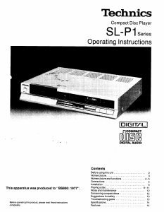 Handleiding Technics SL-P1 CD speler