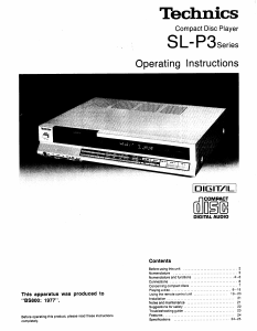 Handleiding Technics SL-P3 CD speler
