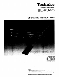 Handleiding Technics SL-PJ45 CD speler