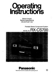 Bruksanvisning Panasonic RX-CS700 Stereoanläggning