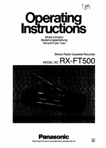 Bedienungsanleitung Panasonic RX-FT500 Stereoanlage
