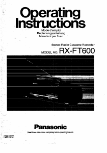 Bruksanvisning Panasonic RX-FT600 Stereoanläggning