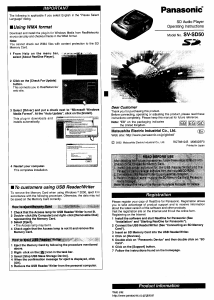 Bruksanvisning Panasonic SV-SD50 Mp3 spelare