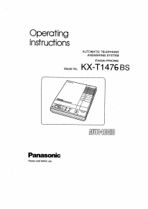 Manual Panasonic KX-T1476BS Answering Machine