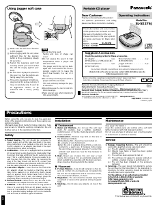 Bruksanvisning Panasonic SL-SX276J Discman