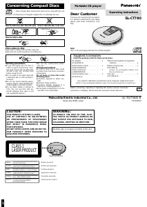 Manual Panasonic SL-CT780 Discman