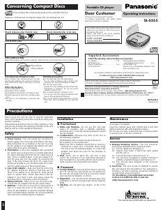 Bruksanvisning Panasonic SL-S355 Discman