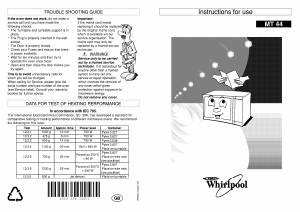 Bruksanvisning Whirlpool MT 44/WH Mikrovågsugn