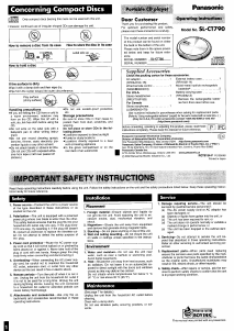 Bruksanvisning Panasonic SL-CT790 Discman