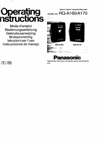 Bruksanvisning Panasonic RQ-A170 Kassettbandspelare
