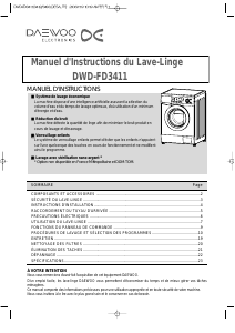 Mode d’emploi Daewoo DWD-FD3411 Lave-linge