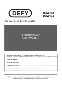Handleiding Defy DDW 173 Vaatwasser