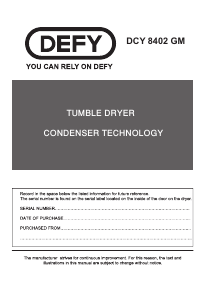 Bruksanvisning Defy DCY 8402 GM Torktumlare