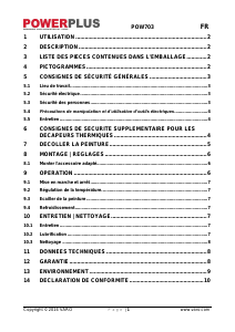 Mode d’emploi Powerplus POW703 Décapeur thermique