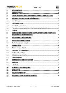 Mode d’emploi Powerplus POWX102 Décapeur thermique